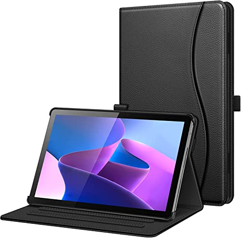 FINTIE Coque pour Lenovo Tab M10 3ème génération 10.1 2022 (TB328) - Housse Multipositions avec Poche de Document Etui Protection pour Lenovo Tab M10 (3rd Gen), Noir
