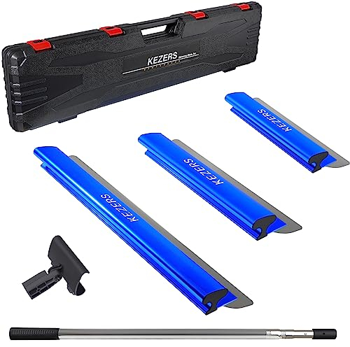 KEZERS Flächenspachtel set, Flächenspachtel 30cm 55cm & 80cm, Fassadenspachtel für extra Handlichkeit und austauschbarer Edelstahlklinge 0,3mm für ansatzfreies Spachteln