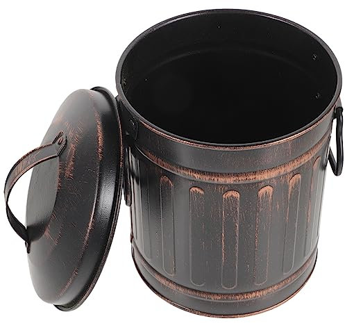 DEARMAMY Small Ash Bucket Bucket with Lid Metal Coal and Ash Carrier Wood Pellet Storage Container Tool Charcoal and Can for Fireplace Fire Pit,