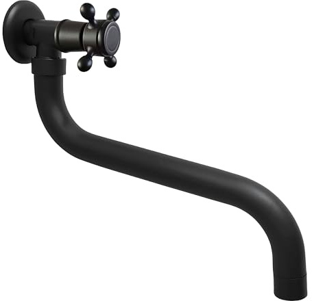 KOPYFANTAP Robinet Mural Exterieur Noir, Pivotant à 180° Tuyau Simple Froid Mural Robinetterie en Laiton pour Extérieur Jardin,SL-0603