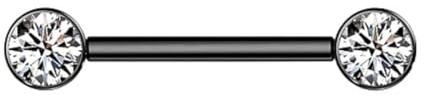 Taffstyle piercing smycken bröstvårta piercing bröstvårta intimpiercing bröst bröstvårta intim öra piercing titan implantatkvalitet inre gänga kristall, 1,6mm x 14mm x 5mm