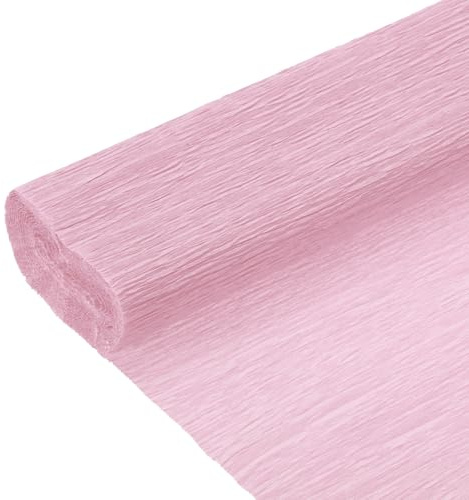 sourcing map Crepe Paper Roll 8.2ft Long 9.84 Inch Wide for Wedding Ceremony Various Large Festivals Decoration, Pale Pink