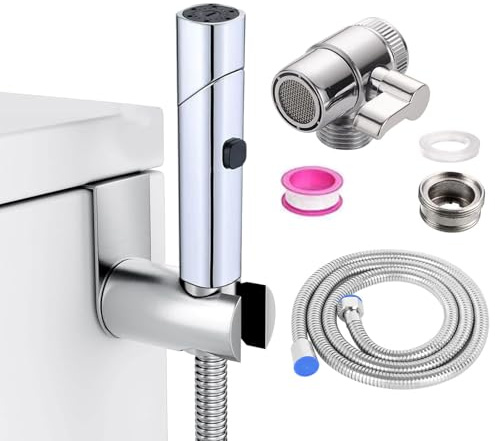 Bidé handdusch set, ABS krom baby tygblöjsprutsats med krandispenser, slang och kroklåda eller väggfäste