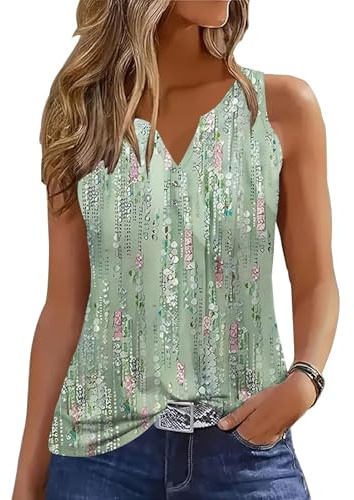 GRMLRPT Debardeur Femme Été Blouse sans Manches Chic Elégant T-Shirt Décontracté Cami Tops Basique Débardeurs Hauts Col V Tank Top (Vert B,XXL)