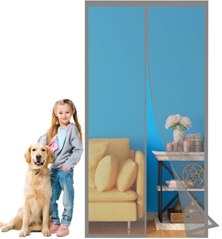 Magnetica per Zanzariera 77 x 240 cm Anti Insetti Traspirante Chiusura Automatica Tenda Rete Zanzariera per Porta Finestra, Grigio