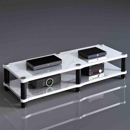 Estante de audio estéreo de alta fidelidad con gestión de cables, moderno gabinete de almacenamiento portátil para sistemas de entretenimiento | Soporte de audio elegante y funcional