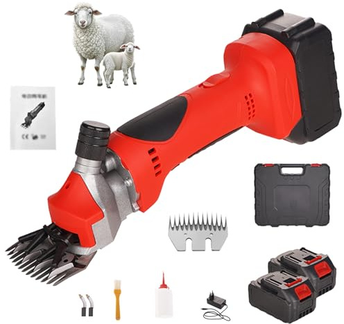 Cizallas Eléctricas De Ovejas Inalámbricas, Corta De Cizallamiento De Ovejas Eléctricas, Tijeras De Oveja Con 2 Baterías, 6 Engranajes De Velocidad Ajustable, Cuchilla Desmonta 13teeth2electricmotors