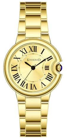 KNISKRED Reloj Clásico para Mujer con Números Romanos Vintage y Correa Sólida de Acero Inoxidable Reloj Casual para Damas