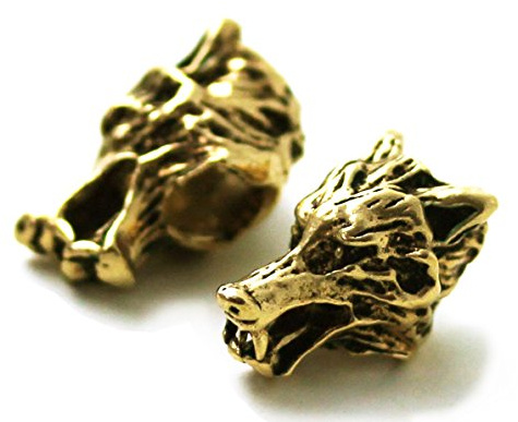 LynnAround Bronze Norse Nordic Viking Wolf Beard Beads Rings, Dwarven Dreadlock Pirate Medieval Hair Beads, Pagan Jewelry (2 Pcs)