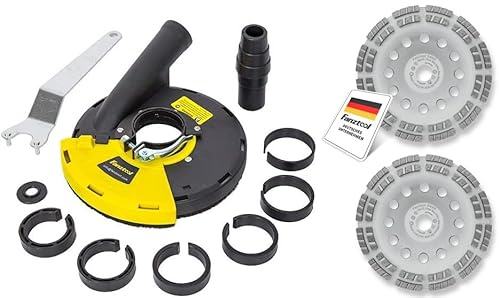 FANZTOOL Capot d'aspiration pour meuleuse d'angle 150/180 mm + 2 meules diamantées