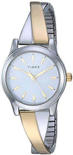 Timex Women's TW2R98600 Stretch Bangle Crisscross 25mm Two-Tone Expansion Band Watch