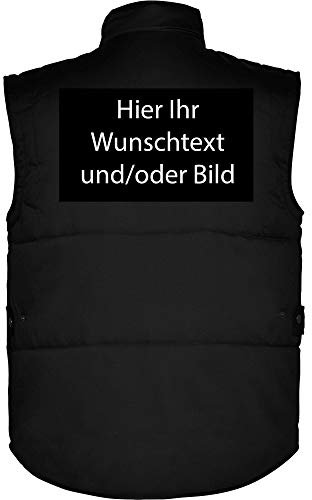 LOCO Personalisierte Herren Arbeitsweste mit Ihr Wunschtext und/oder Bild L35 - Schwarz - XXL