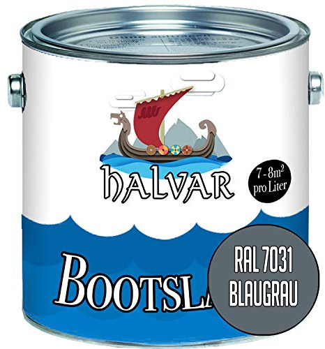 Barco barniz gris RAL 7000-7047 Yachtlack SEIDENMATT Barco Color PU reforzado para madera y metal resistente altamente Barco barnizado (20 L, RAL 7031 gris azul)
