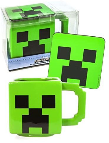 Minecraft Creeper Becher & Untersetzer Set Weihnachtsspiele Geschenke Erwachsen