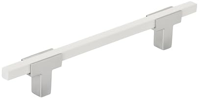 Amerock | Cabinet Pull | Polished Chrome/White | 5-1/16 inch (128 mm) Center to Center | Urbanite | 1 Pack | Drawer Pull | Drawer Handle | Cabinet Hardware