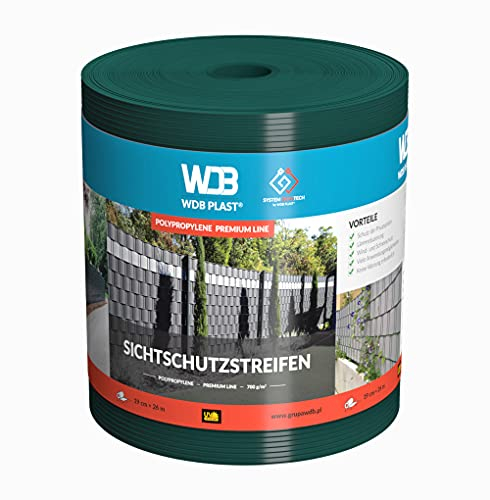 WDB Bandes Brise-Vue en polypropylène Rigide de qualité supérieure pour Panneaux à Double Fil - Brise-Vue en polypropylène pour clôture de Jardin et clôture Double Fil - 26 m x 19 cm - Vert