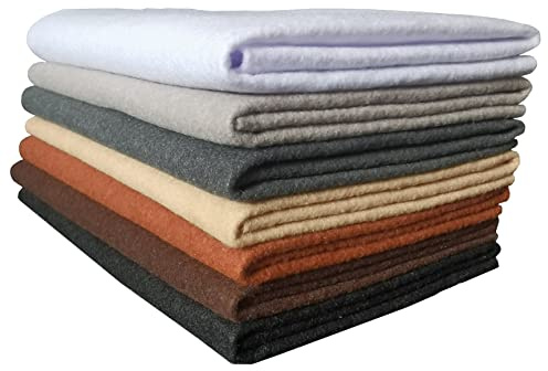 Qililandiy 7Pcs 1.4mm Thick Soft Felt Fabric Sheet Assorted Colors Felt Pack DIY Craft Sewing Squares Nonwoven Patchwork 45x45cm 7 Colors (Brown)