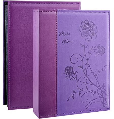 Miaikoe Fotoalbum 6 x 4 300 foton Slip in, extra stor kapacitet läderomslag bröllop familj bildalbum rymmer 300 horisontella 10 x 15 cm landskapsfoton (lila)
