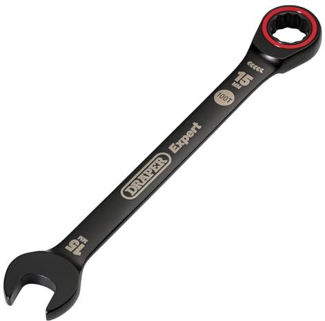 Draper 03888 Expert HI-TORQ Metric Ratchet Combination Spanner, 15mm, Black