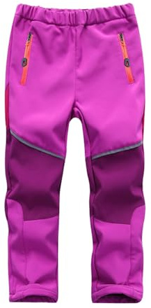Pantalon Randonnée Sport Patchwork Imperméable 3-12 Ans Pantalon de Ski Enfants Garçons Filles Hiver Chic Chaud Softshell Doublé Polaire Pantalon de Montagne Jogging Casual (Hot Pink, 5-6 Years)