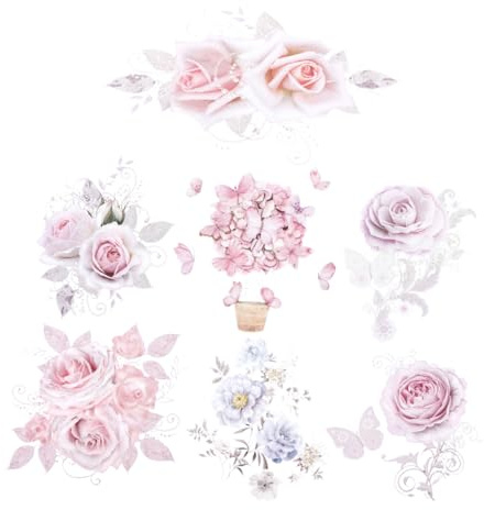 STOBOK Floral Heat Transfer Decals Iron on Stickers for Clothes DIY Custom T Shirt Appliques Creative Flower Transfers for Apparel Decoration