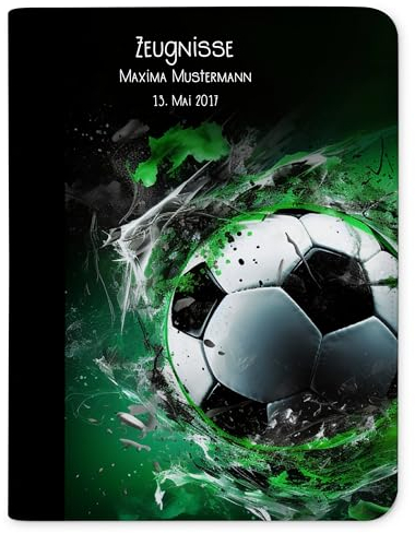 CreaDesign Customize A4 Zeugnismappe für Kinder - 24 x 31 x 1 cm, erweiterbar auf bis zu 20 Fächer, Sichtbuch ohne Klarsichthüllen, Fußball Splash Design, Dokumentenmappe für Schüler