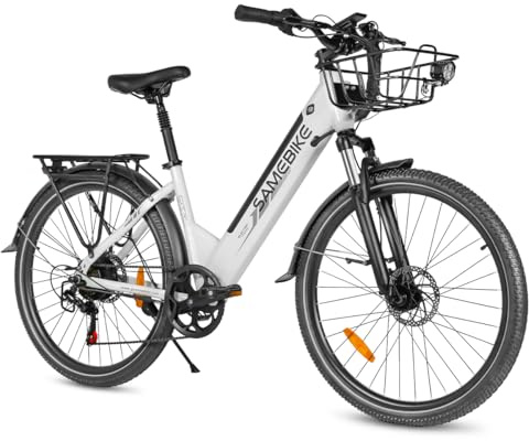 SAMEBIKE 26 Electric Bike for Adults EBike Commuter Electric Mountain Bike Electric Bicycle with 36V 15AH Removable Battery Electric Bikes for 7 Speed, Top Power 250W Motor & Max Speed 25KM/H (white)