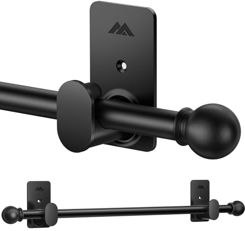 ZNONOX Curtain Rods No Drilling for Windows 30 to 45 Inches,5/8 Inch Diameter No Drill Curtain Rod Set with 3M Adhesive Brackets, Black