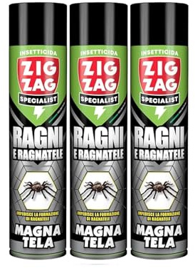 3 PEZZI Zig Zag Magnatela Maxi Formato da 600ml - Insetticida Ragni con Azione Residuale, Efficacia Immediata, Protezione Elevata, Facile Utilizzo,Evita la formazione di ragnatele.Made in Italy