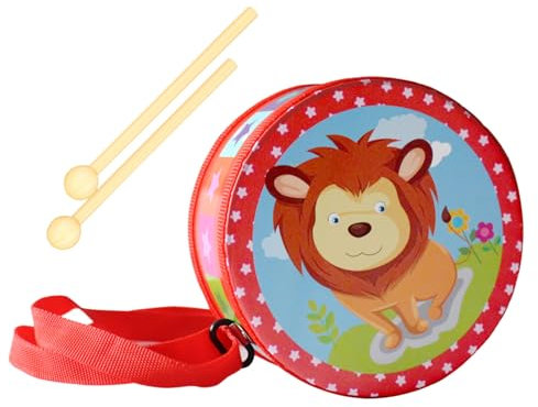 Wooden Hand Drum with Stick - Cartoon Musical Instrument for Early Development - Percussion Toy for Kids Boys & Girls