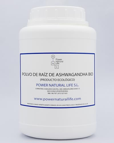 Ashwagandha Pura en Polvo Bio Power Natural Life | Procedente de Agricultura Ecológica | 100% Pura Sin Añadidos | Envase de 500 gr | Producto Vegano