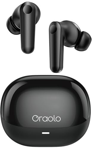 oraolo Auriculares Inalambricos Bluetooth 5.4, Cascos Inalámbricos Cancelación de Ruido, Auriculares Inalámbricos Deportivos 48H Headphones con Carga Rápida USB, IPX7 Impermeable, Ajuste Cómodo