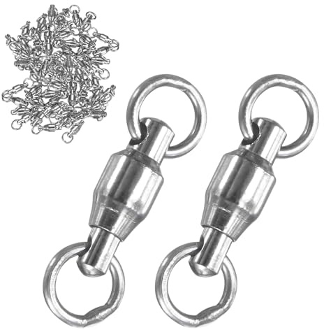 M METERXITY 50 Piezas De Giro De Pesca 0.59 Pulgadas (15mm) Plateado