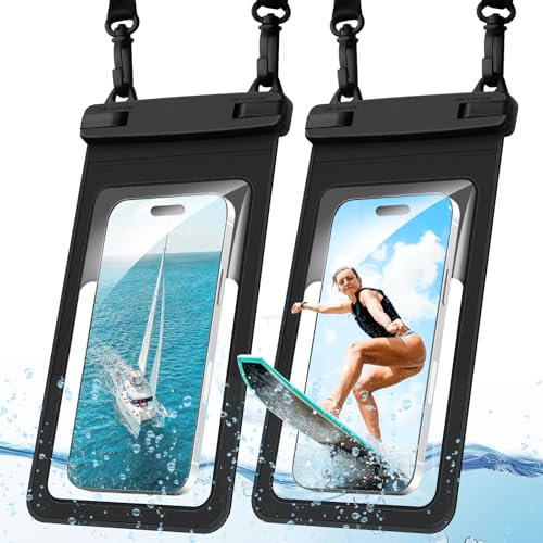 OFFCUP wasserdichte Handyhülle 2 Stück Unterwasser Handytasche IPX8 Wasserfeste Hülle für Schwimmen Waterproof Phone Case für iPhone 16 15 14 13 12 Pro Max Samsung Smartphone bis zu 7,5 Zoll