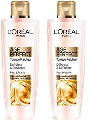 L'Oréal Paris - Lotion Tonique Fraîcheur - Défroissante, Défatiguante & Fortifiante - Pour une Peau Rafraîchie & Douce - Enrichie en Vitamine C & Vitamine B5 - Peaux Matures - Age Perfect - 200 ml