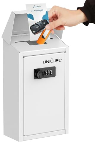 Uniclife Cash Box with Combination Lock, Wall Mounted Mailbox for Outside