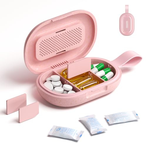 IDEERFIT Pastillero de Viaje Caja de Pastillas Compacta Impermeable sin BPA Organizador Diario Medicamentos Tabletas para Bolso Bolsillo Gimnasio Rosa