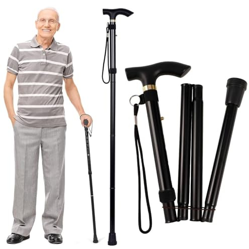 Gehstock, zusammenklappbar, höhenverstellbar, zusammenklappbar, aus Aluminium