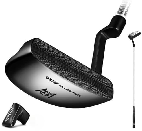 Herr golfputter stålgjutning låg tyngdpunkt med siktlinje högerhänt golftränare lära klubbar tryckstång med huvudbonad (putter och huvudbonad)