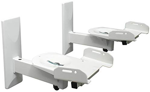 2 Stück Universal Lautsprecher Halterung - schwenkbar neigbar drehbar - bis 12 kg belastbar - Wandhalterung für Boxen WLAN Airplay Heimkino - 1 Paar weiß Modell: BH5W