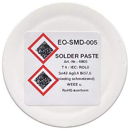 150 g EO-SMD-005 Lotpaste, Legierung Sn42Ag0,4Bi57,6, T4, ROL0 (IPC J-STD-004)