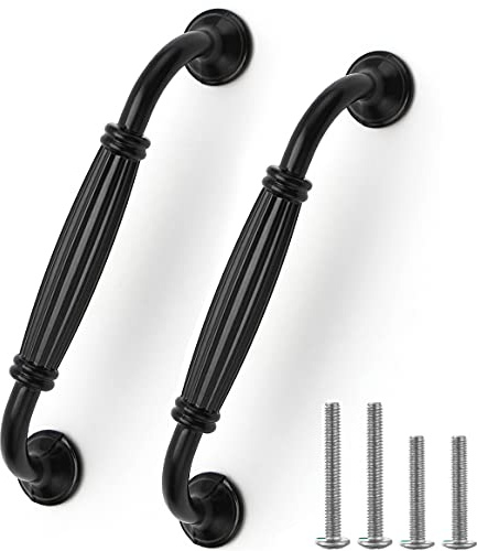 Kyrio Paquete de 12 tiradores de puerta de armario, tiradores de cajón de arco largo negro mate para muebles de cocina y dormitorio (agujero central de 128 mm / 5 )