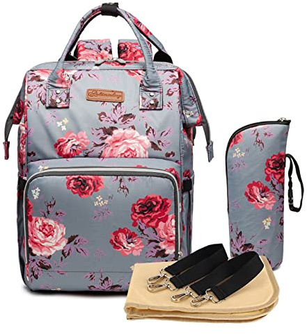 Ankommling Nappy Bag Large Capacity Multi-Function Diaper Bag Waterproof Travel Backpack Nappy Tote Bags for Baby Care Stylish and Durable with 3 Insulated Pockets Changing Mat Stroller Strap