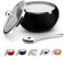 Kook Zuccheriera in acciaio inox con coperchio e cucchiaio, piatto da portata, coperchio in vetro trasparente, contenitore per sale, caramelle, caffè, può contenere 2 tazze, 453,6 g (nero opaco)
