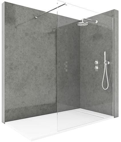 NEBADOON Mampara Ducha Fija 110 Cristal Templado 8mm Antical Cromo Brillo