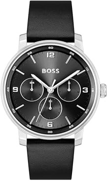 BOSS Multi Zifferblatt Quarz Uhr für Herren Kollektion Contender mit Schwarzes Lederarmband - 1514125