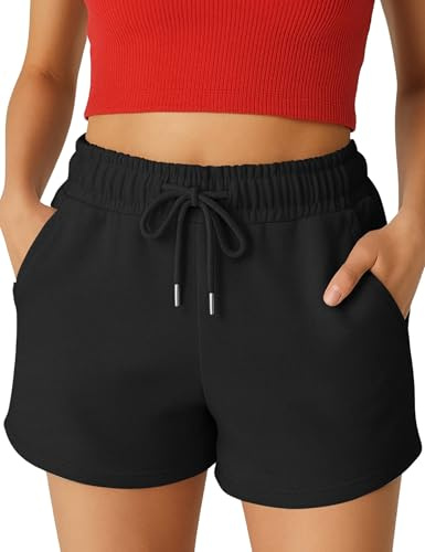 ROSS CAMP Kurze Hose Damen – Shorts Damen Sommer, Schwarze Kurze Sporthose Laufshorts, Trainingshose Women Hosen Kurz Laufhose (Schwarz, XL)