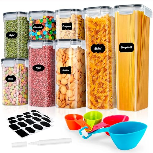 JUPPLIES Contenedores Cocina - Recipientes Herméticos de Plástico para Alimentos – Tarros y Botes para Cereales, Pasta, Granos y Harina