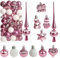 34 Stück Weihnachtskugeln mit Baumspitze Set,Ø3/4.5/5.5cm Kleine Christbaumkugeln Kunststoff Roségold Kugeln Mini Weihnachten Weihnachtsdeko Tischdeko Tannenbaum Weihnachtsbaum Deko Ornamente