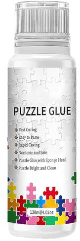 KOAHDE Colle Puzzle,Colle Puzzle pour 1000 Pièces,Puzzle à Fixer et à Accrocher,Colle Autocollante pour Puzzle,Colle pour Puzzle Non Toxique,Colle Puzzle Transparent with Applicator,120ML